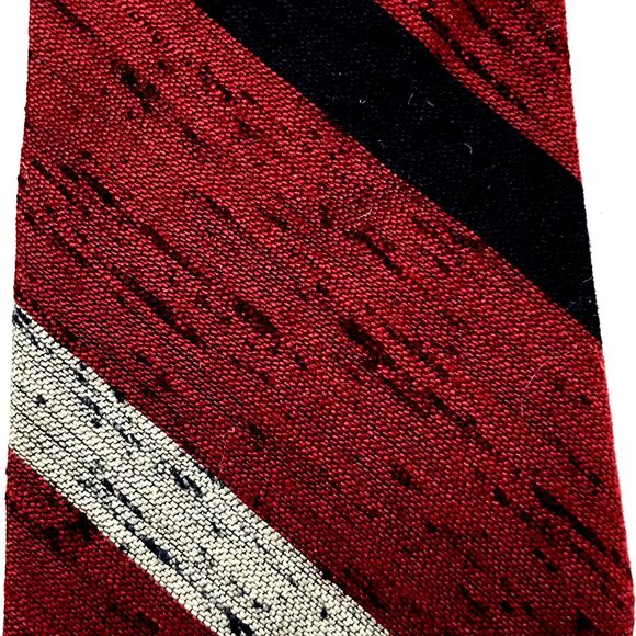 Beau Brummell Ties 2 Vtg Slim Skinny Striped Silk Rayon Red Brown Vegas Preppy - Picture 4 of 12